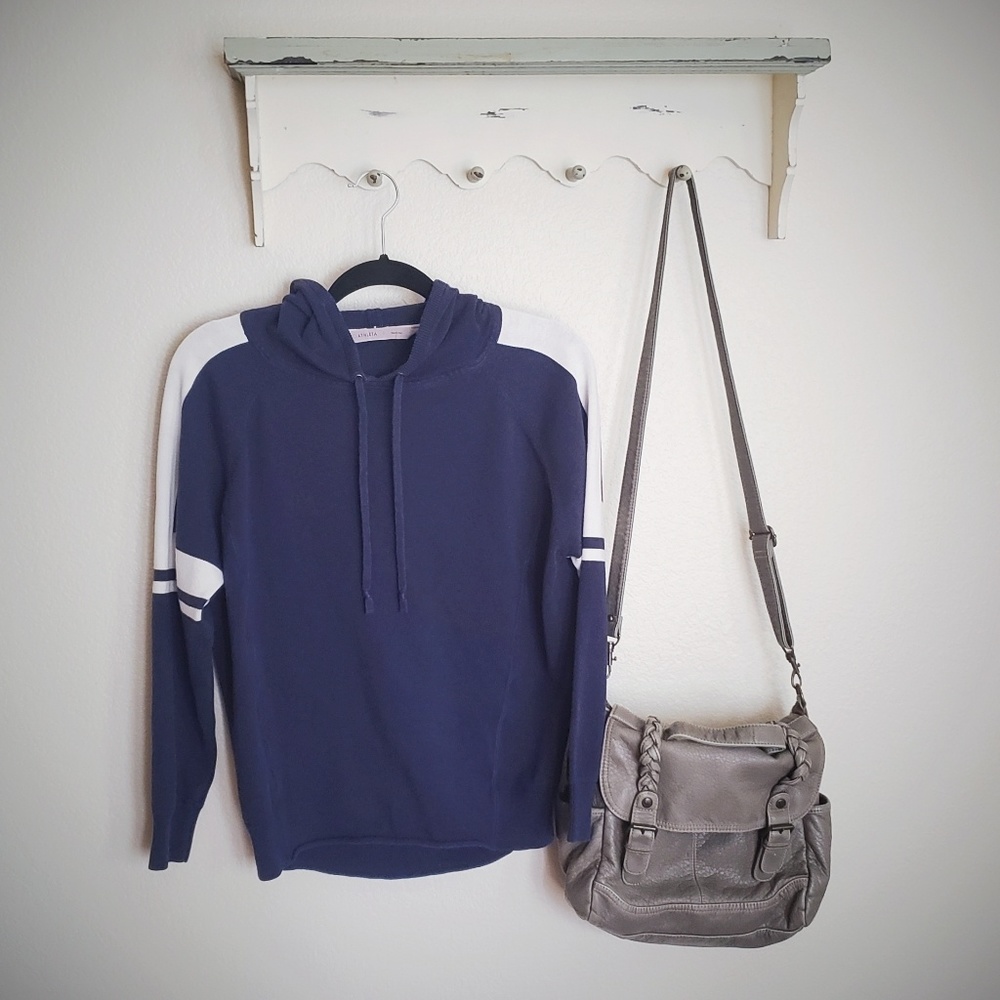 Athleta | Navy Blue & White Hooded Sweatshirt